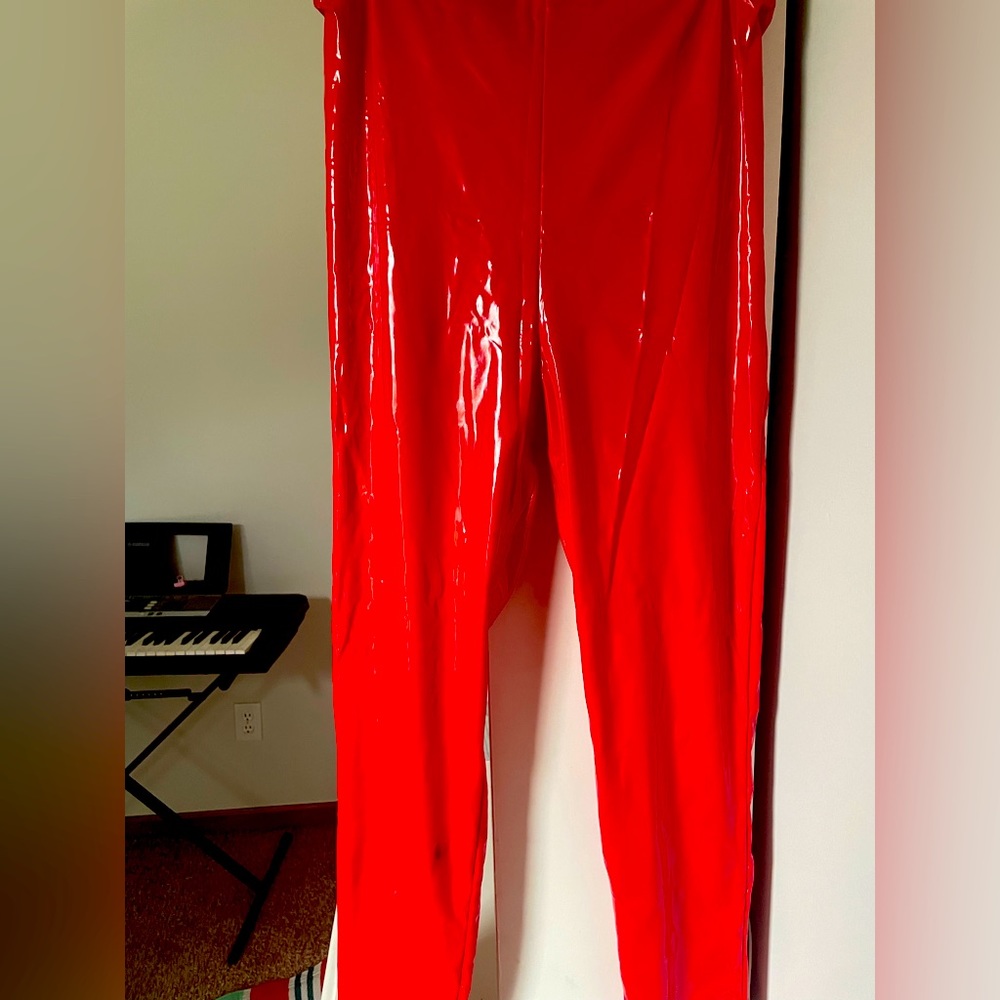 Red Faux Leather Pants